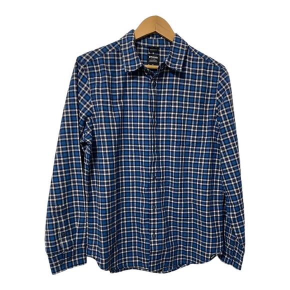 Prana Men's Los Feliz Blue Long Sleeve Flannel Shirt NEW Size Small Standard Fit - Picture 6 of 6